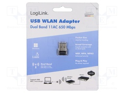 PC extension card: WiFi network; USB A plug; USB 2.0; black; 10m