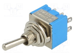 Switch: toggle; Pos: 3; DP3T; ON-OFF-ON; Leads: for soldering