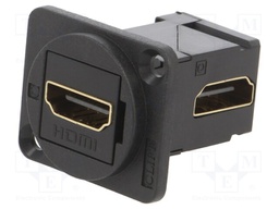 Coupler; HDMI socket,both sides; FT; gold-plated; 19x24mm; angled