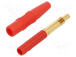 Socket; 4mm banana; 19A; 300V; red; insulated; 1mm2; gold-plated