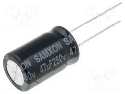Capacitor: electrolytic; THT; 47uF; 250VDC; Ø12.5x20mm; Pitch: 5mm