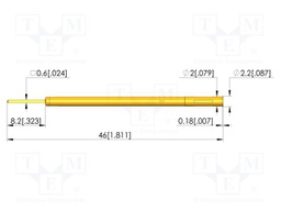 Test probe socket; gold-plated; KS-204; 46mm; test needles