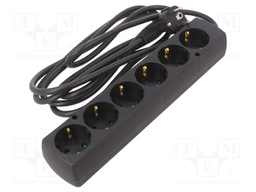 Extension lead; 3x1.5mm2; Schuko; Sockets: 6; PVC; black; Len: 3m