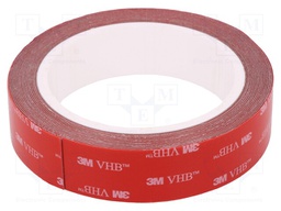 Tape: fixing; W: 25mm; L: 5m; D: 0.6mm; acrylic; grey; max.230°C