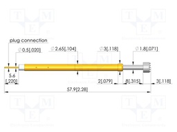 Test needle; Spring compression: 6.4mm; 8mm; 5A; CuBe; Ø: 4mm; 2.5N
