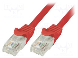 Patch cord; U/UTP; 6; stranded; CCA; PVC; red; 0.5m; 24AWG