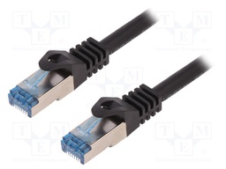 Patch cord; S/FTP; 6a; stranded; Cu; LSZH; black; 10m; 26AWG