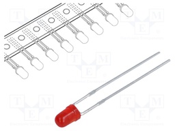 LED; 3mm; red; 0.8÷5mcd; 60°; Front: convex; Package: tape; 2000pcs.