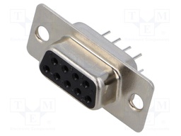 D-Sub; PIN: 9; socket; female; on PCBs; straight; THT