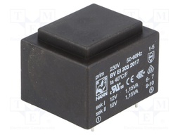 Transformer: encapsulated; 2.3VA; 230VAC; 12V; 12V; 95mA; 95mA; 81g