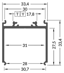 Profiles for LED modules; surface; natural; L: 2m; aluminium
