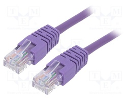 Patch cord; U/UTP; 5e; stranded; CCA; PVC; violet; Len: 0.25m; 26AWG