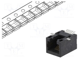 Socket; RJ12; PIN: 6; Cat: 5; Layout: 6p6c; SMT; horizontal