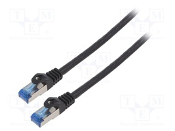 Patch cord; S/FTP; 6a; stranded; CCA; LSZH; black; 5m; 26AWG; Cores: 8