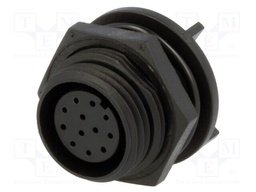 Connector: circular; socket; female; PIN: 12; w/o contacts; IP68