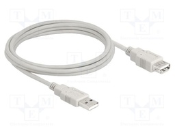 Cable; USB 2.0; USB A socket,USB A plug; 3m; beige