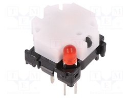Switch: keypad; Pos: 2; SPST-NO; 0.1A/28VDC; white; Illumin: LED; red