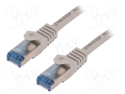 Patch cord; S/FTP; 6a; stranded; Cu; LSZH; grey; 5m; 26AWG