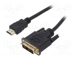 Cable; DVI-D (18+1) plug,HDMI plug; PVC; 7.5m; black; 30AWG