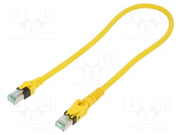Patch cord; S/FTP; 6a; stranded; Cu; PUR; yellow; 0.5m; halogen free