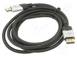 Cable; DisplayPort 1.4; DisplayPort plug,both sides; textile; 2m