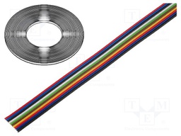 Wire: ribbon; stranded; Cu; 10x0,22mm2; unshielded; PVC; 150V; 50m