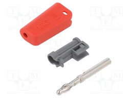 Plug; 4mm banana; 19A; red; non-insulated,with 4mm axial socket