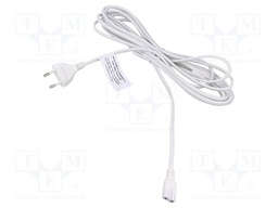 Cable; CEE 7/16 (C) plug,IEC C7 female; 5m; white; 2.5A; 230V
