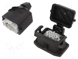 Connector: HDC; Type: with cable gland; Pitch: 44x27mm; 500V; 16A