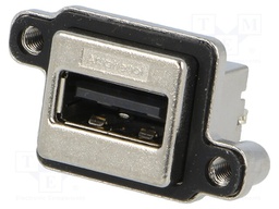 Socket; USB A; MUSB; for panel mounting,screw; THT; straight; IP67