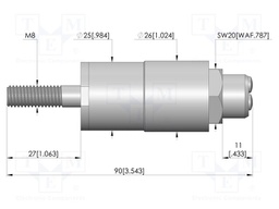 Test needle; Spring compression: 7mm; 11mm; 200A; brass; Ø: 16mm