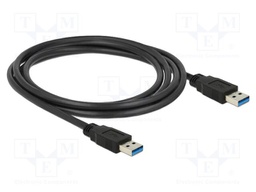 Cable; USB A plug,both sides; gold-plated; 2m; black; Cu; 5Gbps
