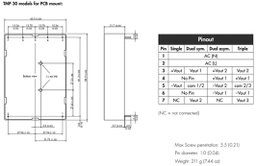 Converter: AC/DC; 30W; Uout: 12VDC; Iout: 2.5A; 80%; Mounting: PCB