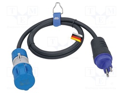 Extension lead; 3G2.5mm2; Sockets: 1; rubber; black; 1.5m; 16A