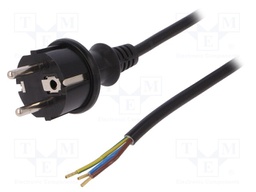 Cable; SCHUKO plug,CEE 7/7 (E/F) plug,wires; 3m; black; PVC; 16A