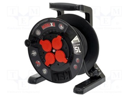 Extension lead; reel,with non-rotating sockets; Sockets: 4; 15m