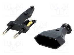 Connector: AC supply; plug; Layout: 2P; Type: flat; black; 250VAC