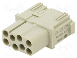 Heavy Duty Connector, MIXO Series, Insert, 8 Contacts, Receptacle