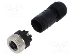 Connector: M12; plug; female; straight; PIN: 4; 0.75mm2; 125V; 4A