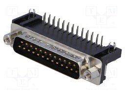 D-Sub; PIN: 25; socket; male; Locking: screws; angled 90°; THT; 250V