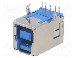 Socket; USB B; on PCBs; THT; angled 90°; USB 3.0; gold-plated