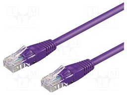 Patch cord; U/UTP; 5e; stranded; CCA; PVC; violet; 5m; 26AWG