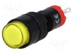 Switch: push-button; Pos: 2; SPDT; 0.5A/250VAC; 1A/24VDC; yellow