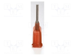 Dispensing Tip, Needle, Stainless Steel, TE Series, Amber, 1 ", 50 Pack
