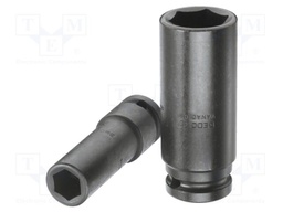 Socket; 6-angles,socket spanner,impact; 27mm; 1/2"; steel; long