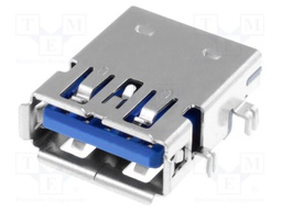 Socket; USB A; on PCBs; THT; angled 90°; middle board mount