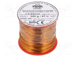 Coil wire; double coated enamelled; 0.65mm; 200g; -65÷200°C