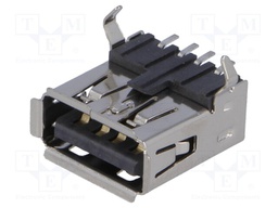 Socket; USB A; SMT; horizontal; USB 2.0; gold-plated