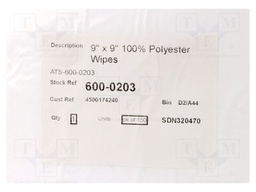 Wipe: cloth; polyester; 150pcs; 228.6x228.6mm; Cleanroom