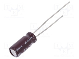 Capacitor: electrolytic; THT; 33uF; 35VDC; Ø5x11mm; Pitch: 2mm; ±20%